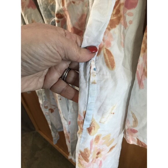 Plum Pretty Sugar Robe S Cotton Blue Floral Birds Long Sleeve Kimono Tie Short - Picture 9 of 9